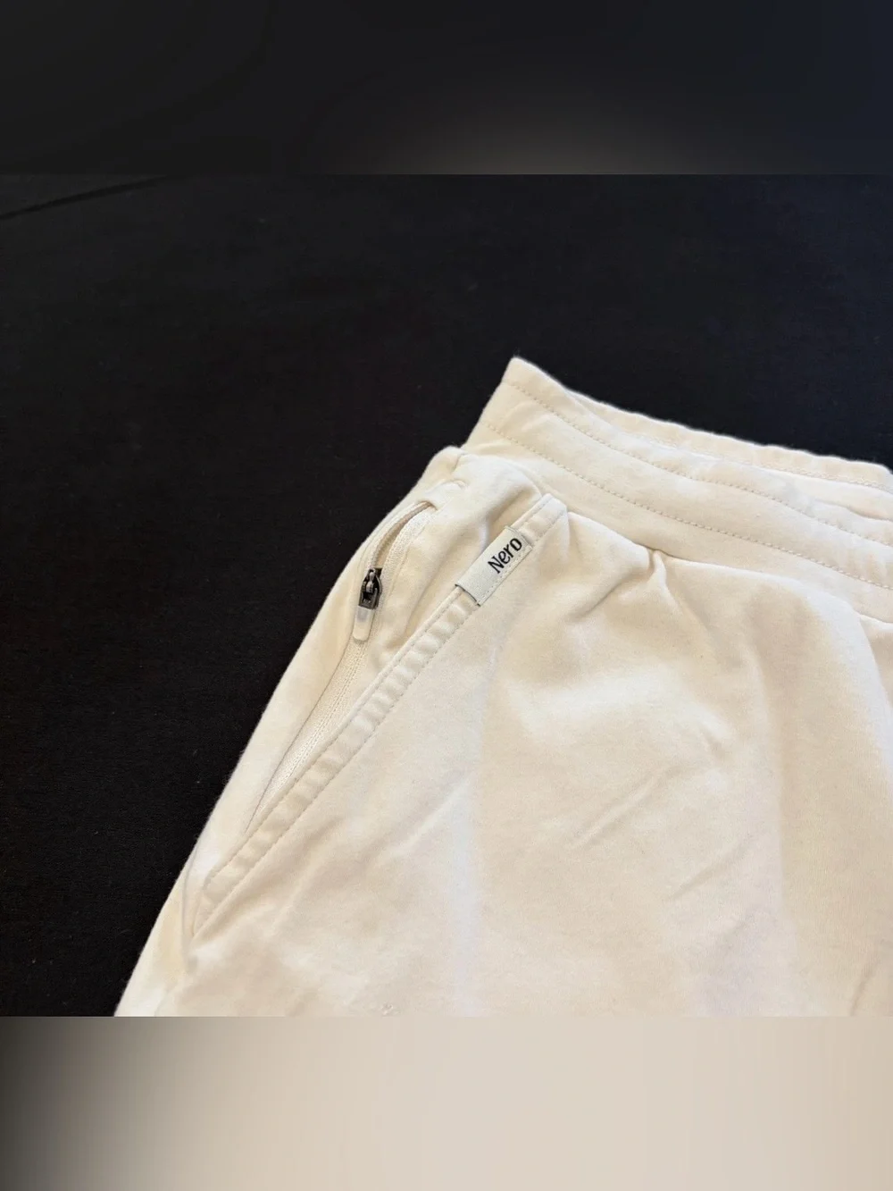 Nero Athletic Shorts Mens XL White Lined Drawstring Zip Pockets Merino 7